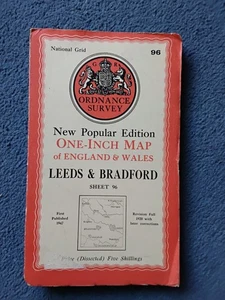 OS New Popular Edition One Inch Map Sheet 96 - Leeds and Bradford - Picture 1 of 1
