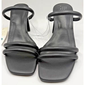 Sandalias A New Day Stacy Tacones Ancho Negro Tacón Bloque Talla 9W - Imagen 1 de 9