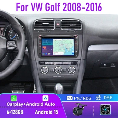 8" 6+128GB Para VW Volkswagen Golf 2008-2016 Rádio de Carro Carplay Unidade Principal GPS WiFi - Imagem 1 de 4
