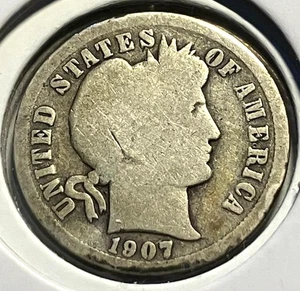 elf Barber Dime 1907 O C203 - Picture 1 of 2