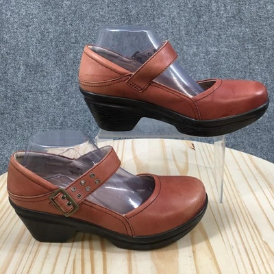 Sanita Shoes Womens 39 Nayla Casual Buckle Mary Jane Clogs Brown Leather Wedge - Image 1 of 4