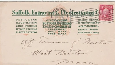 1904 Postal cover Rhode Island to Mass - Image 1 of 2