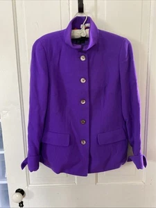 NINA MCLEMORE lila Jacke Damen Wolle Seide Mantel Blazer Größe 4 BONUS SHIRT - Bild 1 von 13