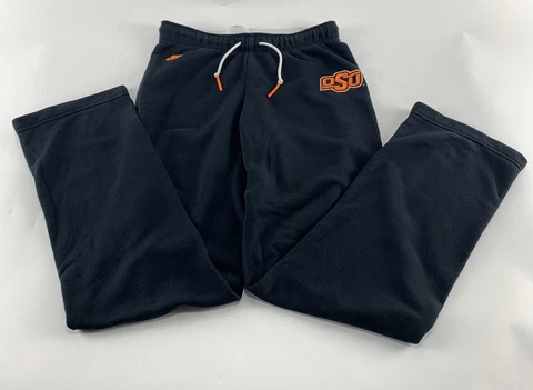 NIKE OSU Oklahoma State Pokes Black Orange Sweat Pants Drawstring Waist Size XS Cover