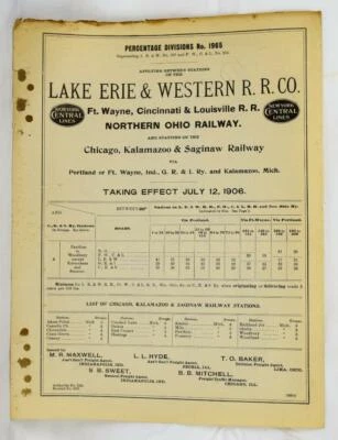 1906 Lake Erie & Western Northern Ohio Ft Wayne Cincinnati Louisville Percent 65 - Image 1 of 2