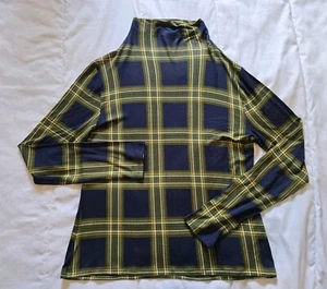 Philosophy Top Womens Medium Colorful Plaid Long Sleeve Rayon Stretch Turtleneck - Picture 1 of 11
