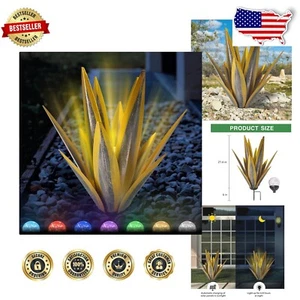 Eye-Catching 21.65" Yellow Metal Cactus Sculpture for Garden & Patio Decor - Picture 1 of 10