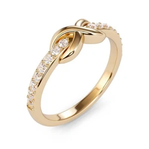 0.25Ct Lab-Grown Diamond Set Infinity Knot Wedding Band Ring 14K Yellow Gold - Picture 1 of 5