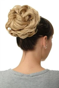 Hair Piece Rose Bun Bushy Volume Braid Gold-Blonde Light Blonde Mix Q840-611B - Picture 1 of 4
