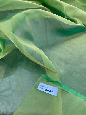 FABULOUS QUALITY SILK METALLIC ORGANZA PLAIN OR SILK TISSUE - GREEN/ GOLD!!! - Image 1 of 4