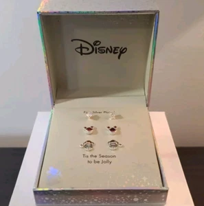 Disney Fine Silver Plated Christmase Holiday Earrings - Tis The Season Studs - Picture 1 of 10