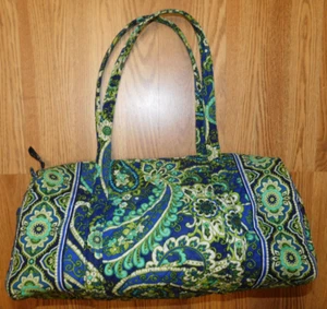Vera Bradley Duffel Bag Tote Purse, Rhythm & Blues, Blue Green Paisley, Large - Picture 1 of 5