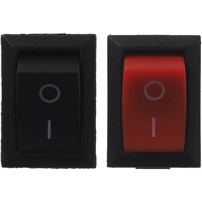 KCD-101 Rechteck-Wippschalter 250 V / 6 A – Einbauschalter 21×15 mm  Rot Schwarz - Bild 1 von 4