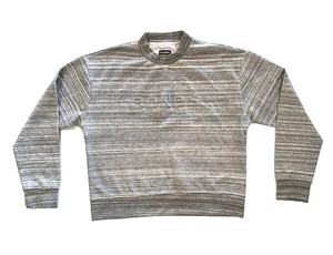 Bonds Grey Sweatshirt Size XL Striped Crew Neck Stretch Casual Active Loungewear - Picture 1 of 17