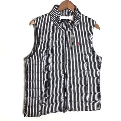 NUEVO CON ETIQUETAS Polo Ralph Lauren Chaleco de Plumón a Rayas Embalable Sin Mangas Silueta Exterior Foto 1 de 4
