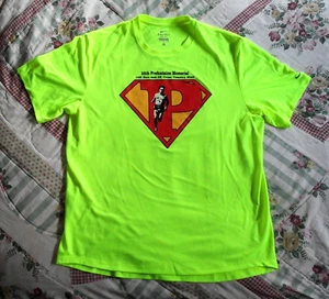 orig. 2014 Steve PREFONTAINE MEMORIAL RUN **Day-Glow Green NIKE T-SHIRT** Size M - Picture 1 of 4