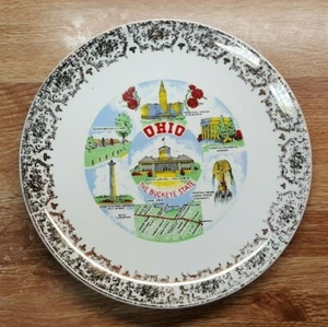 Ohio Souvenir Collezionismo Piatto 9" con Bordo Oro - Foto 1 di 2