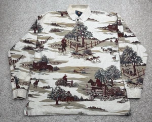 Camisa Polo Ralph Lauren Vintage Chaps Fox Caza Perro Escena Ecuestre Talla XL AOP - Imagen 1 de 10