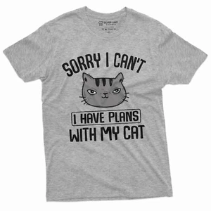 Sorry I cant I have Plans with my Cat funny Pet Lover Cat T-shirt Mom Wife Gift  - Picture 1 of 8