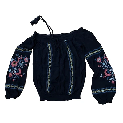 Top XHILARATION Bordado Floral Mujer XS Caprichoso Boho Johnny Was Estilo Elástico Foto 1 de 4