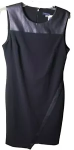 Abito donna Tommy Hilfiger bordo ecopelle taglia 12 nero nuovo con etichetta zip - Foto 1 di 14