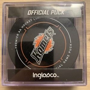 FORT WAYNE KOMETS ECHL Official Game Hockey Puck InGlasCo Black & White Reverse