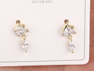 DROPS SIMULATED TOPAZ GOLD COLORED OVER .925 STERLING SILVER EARRINGS #55761