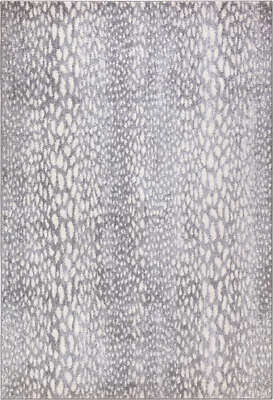 现代动物印花羚羊灰色室内地毯儿童宠物友好聚丙烯 — 第 1/4 张图片