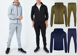 New Mens Tracksuit Set Fleece Zip Hoodie Top Bottom Joggers Gym Trackies Jogging - Picture 1 of 16