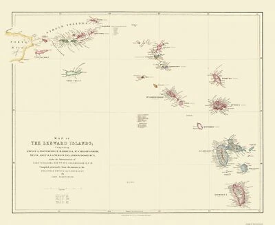 Historic Map - Leeward Islands Virgin Islands - Stanford 1904 - 28.19 x 23 - Image 1 of 4