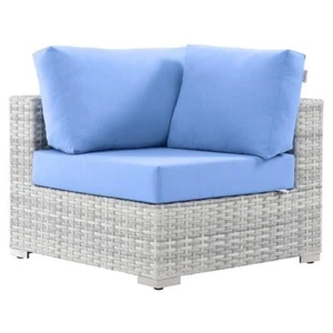 Modway Convene Modern Fabric Outdoor Patio Corner Chair in Light Gray/Light Blue - Picture 1 of 7