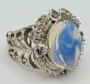 Opalit & lila Stein Ring Designer KARIS Gr. 8 Sterling Silber 925 - Bild 1 von 6