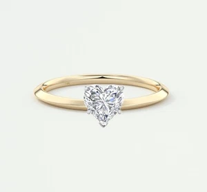 0.90 Ct Heart E/VVS Lab Created Grown Diamond Engagement Ring 14K Yellow Gold - Picture 1 of 1