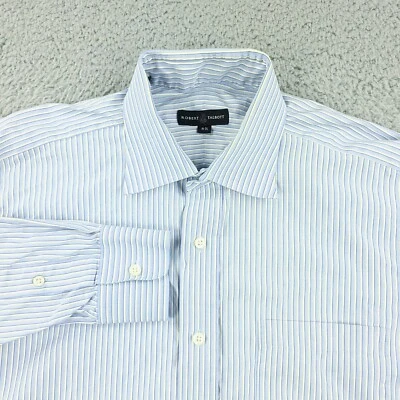 Camisa Robert Talbott Para Hombres 16 Rayas Azules Negocios Oficina Informal Viaje Foto 1 de 4