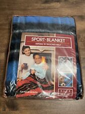 Vintage Sport Blanket Imperial Fieldcrest Mills Acrylic Blue Plaid 50x60 Lap NOS