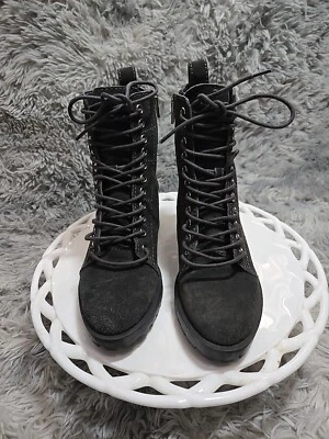 Botín de combate Dolce Vita Nigel para mujer de gamuza con cordones y cremallera carbón talla 6 DEFECTOS Foto 1 de 4