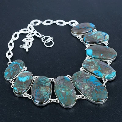 Shattuckite Oval Gemstone Gift 925 Sterling Silver Jewelry Necklace 18" VJ 6810 - Image 1 of 4