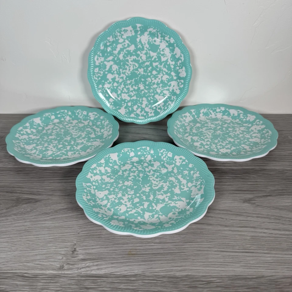 Pioneer Woman Set of 5 100 Melamine Appetizer Plates Country Splatter Teal