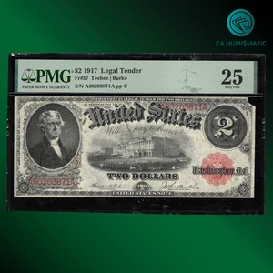 Fr.57 1917 $2 Dollar Legal Tender Note, BRACELLET REVERSE, PMG 25, 03871 - Picture 1 of 2