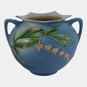 Roseville Bleeding Heart Blue 1940 Vintage Art Pottery Ceramic Vase 378-6 - Picture 1 of 6