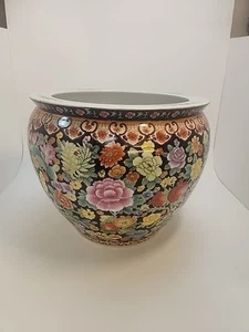 Vintage Chinese Monumental Fish Bowl Planter Diameter 14" x Tall 12" - Picture 1 of 15