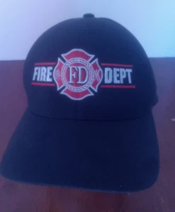Fire Dept Baseball Cap Mütze schwarz rot und weiß Design Strapback verstellbar Einheitsgröße neu - Bild 1 von 7