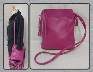 BNWT, LAGENLOOK, GENUINE ITALIAN LEATHER, FUCHSIA PINK, CROSSBODY/ SHOULDER BAG - Picture 1 of 15