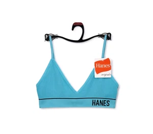 NWT Hanes Originals Women's Rib Triangle Bra Size (S) Color Teal - Picture 1 of 9