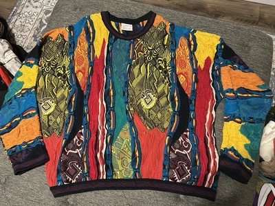 Coogi Sweater Mens XXL 2XL Light Multicolor 3D Knit Cotton Vintage 90s Australia - Image 1 of 4