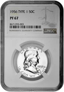 1956 Type 1 50C Proof Silver Franklin Half Dollar NGC Graded PF 67 in New Holder - Picture 1 of 2