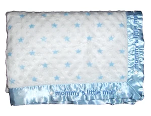 Carters Just One You Mommy's Little Man Baby Blanket Blue Stars Minky Dot Lovey - Picture 1 of 2