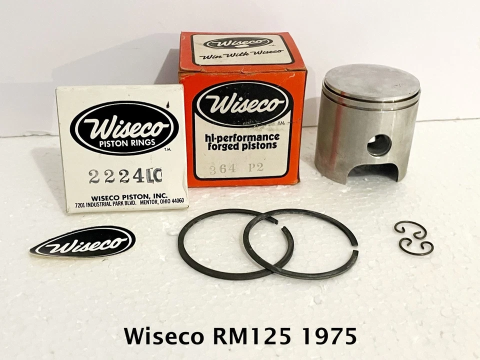 WISECO Suzuki RM125 '75 Piston Kit 56.5mm NEW 364P2 Piston, rings & circlips Nos - Image 1 of 4