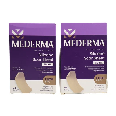 PACK de 2 hojas de cicatriz de silicona de grado médico Mederma transpirables 4ct EA CADUCIDAD 10/2025 Foto 1 de 4