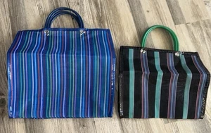Two recycled plastic Striped and Tote Bags - Picture 1 of 7